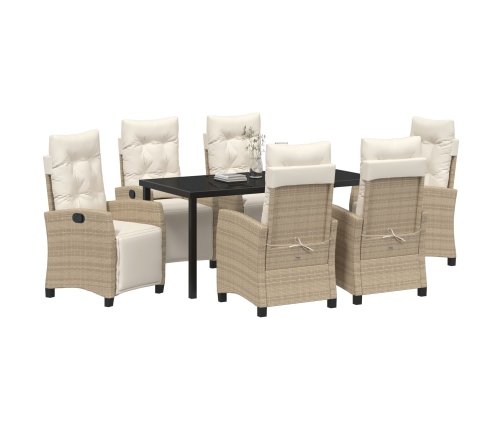 Conjunto de Comedor de Jardín de 7 Piezas Beige Rattan Poliratán