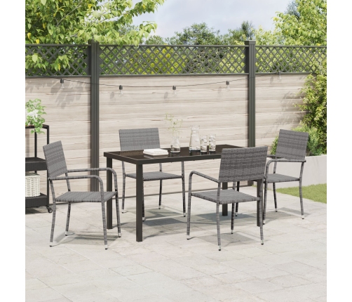 Conjunto de Comedor de Jardín  5 Piezas Gris Ratan Polímero