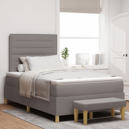 Estructura de Cama  con Colchón Juego de 2 Taupe Tela 120 x 200 cm