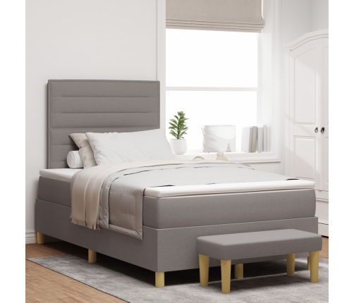 Estructura de Cama  con Colchón Juego de 2 Taupe Tela 120 x 200 cm