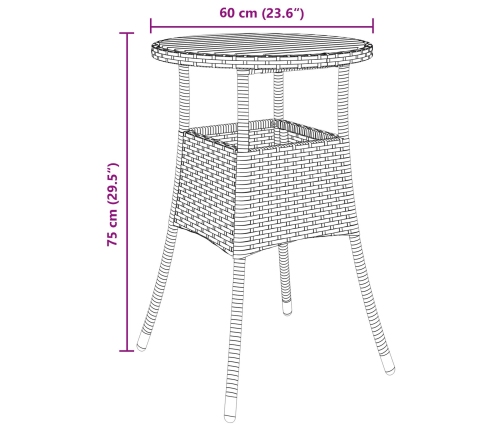 Juego de Comedor de Jardín de 3 Piezas  Negro Poliratán