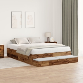Cama de Almacenamiento  Madera Antigua 140x200 cm