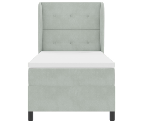 Cama con somier y colchón  Gris Claro 90x200 cm Terciopelo