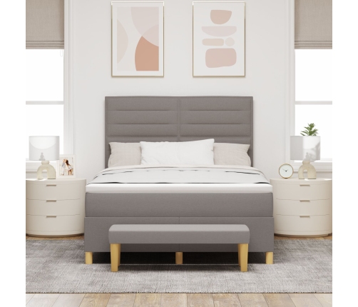 Cama con Somier  con Colchón y Banco Taupe 160x200 cm Tela