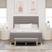 Cama con Somier  con Colchón y Banco Taupe 160x200 cm Tela