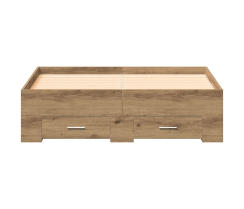 Estructura de Cama  con Cajones de Roble Artesanal 120x200 cm de Madera Elaborada