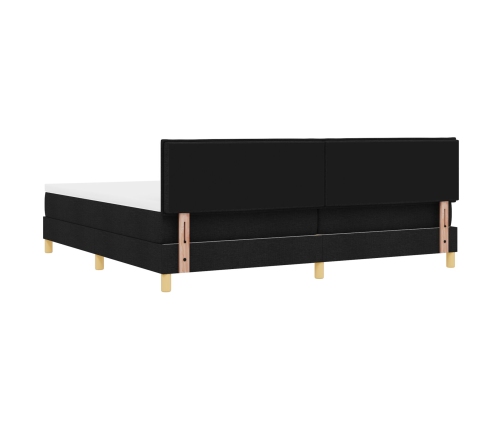Cama con Muelles y Colchón Negra 200x200 cm Tela