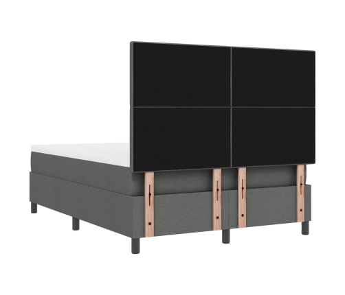 Cama con Somier y Colchón Gris Oscuro 140x190 cm Tela