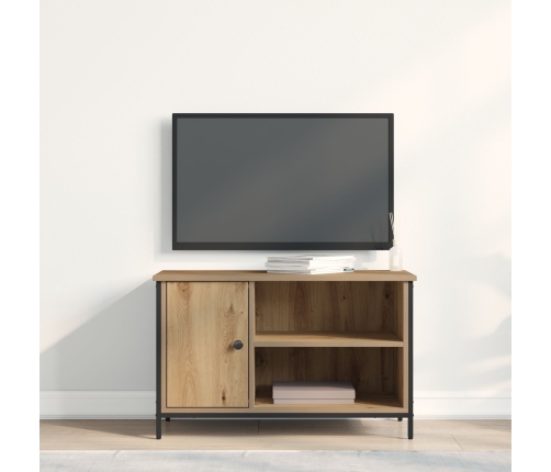 Cabinet de TV  de roble artesanal 80x40x50 cm de madera procesada y acero