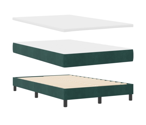 Cama Box Spring  con Colchón Verde Oscuro 120x200 cm Terciopelo