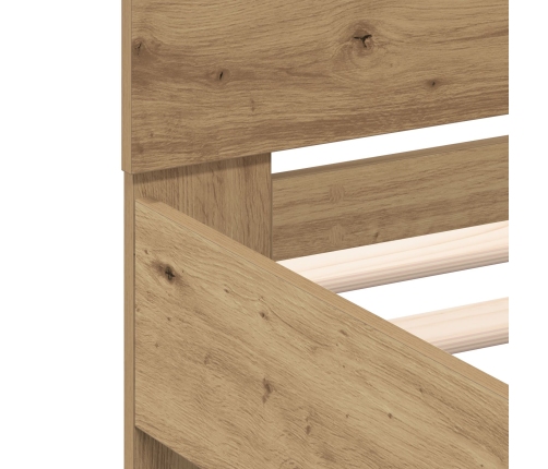 Cama  con luces LED en roble artesanal 90x190 cm de madera compuesta