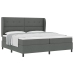 Cama Box Spring con Colchón en Gris Oscuro, 200x200 cm de Tela