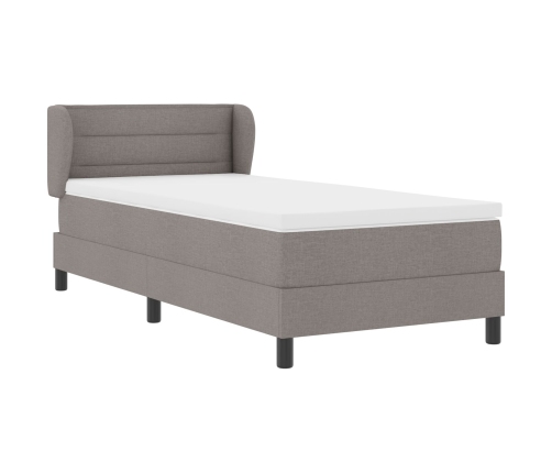 Cama con somier y colchón  en taupe 90x190 cm de tela