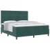 Cama con somier y colchón verde oscuro de  tamaño súper king de terciopelo
