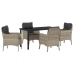Set de Comedor de Jardín  de 5 Piezas con Cojines Gris Claro Poliratán