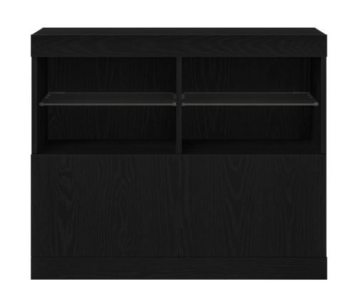 Aparador  con Luces LED Roble Negro 81x37x67 cm