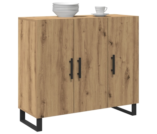 Sideboard  con 3 puertas de roble artesano 90x34x80 cm de madera elaborada