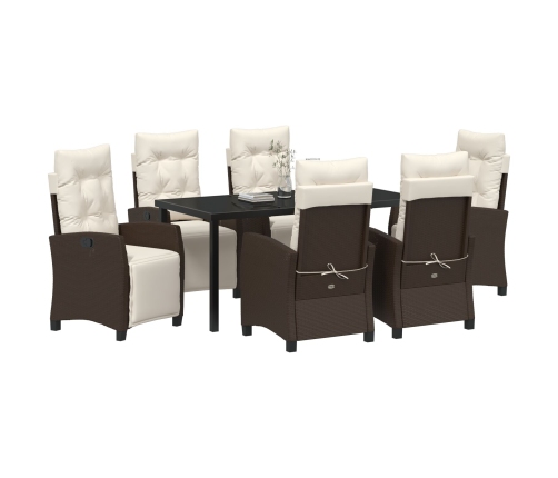 VidaXL Conjunto de comedor de jardín de 7 piezas marrón poliratán