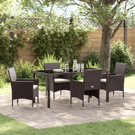 Juego de Comedor Jardín  de 5 Piezas Marrón Poliratán