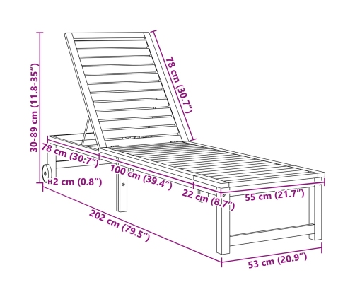 Tumbonas  2 pcs Madera Sólida de Teca, Tumbona  Madera Sólida de Teca