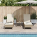 Conjunto de Tumbonas  Set de 3 Beige y Crema Ratán de PE, metal
