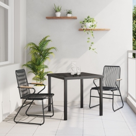 Conjunto de Comedor de Jardín  de 3 Piezas Negro Rattan de PVC