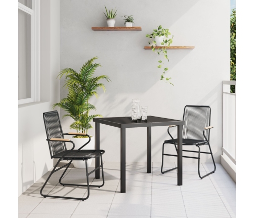 Conjunto de Comedor de Jardín  de 3 Piezas Negro Rattan de PVC