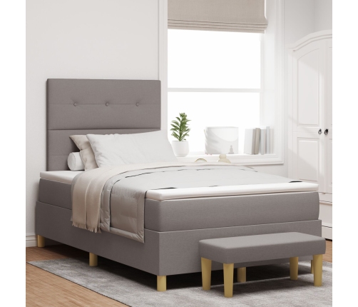 Cama con Somier de  con Colchón y Banco Taupe 120x200 cm Tela