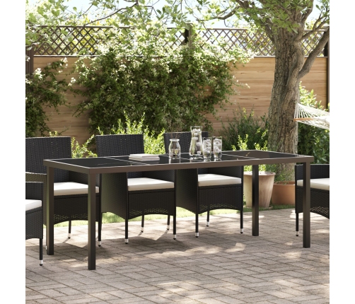 Mesa de Jardín  Negra 200x80x73 cm con Vidrio Templado