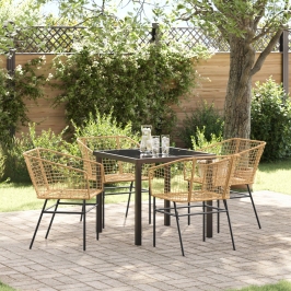 Set de Comedor de Jardín  de 5 Piezas en Poliratán Marrón
