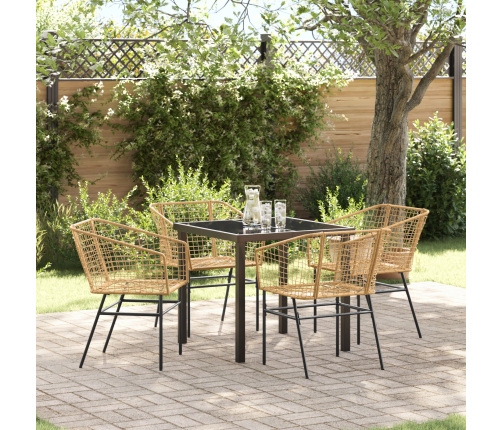 Set de Comedor de Jardín  de 5 Piezas en Poliratán Marrón