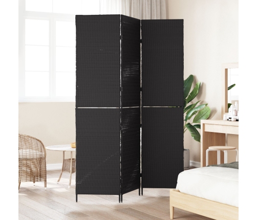 Biombo  de 3 paneles plegable negro 146x180 cm de poliratán