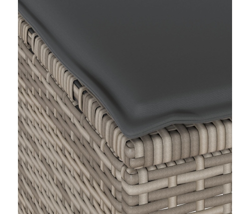 Conjunto de Comedor de Jardín de 3 Piezas con Cojines Gris de Poliratán y Acacia