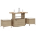 Juego de Comedor de Jardín de 3 Piezas con Cojines Beige Ratán Sintético Acacia