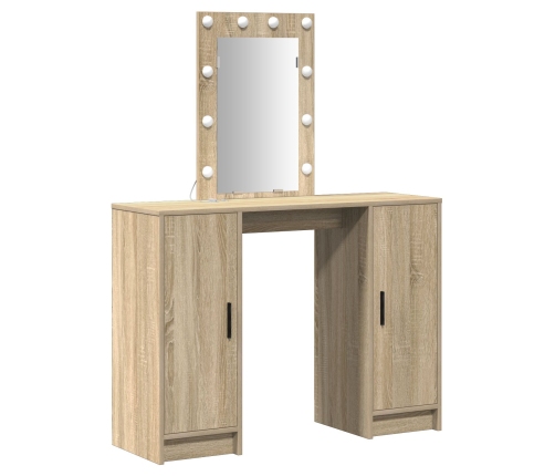 Mesa de Tocador  con Luces LED en Roble Sonoma, 102x33x135 cm