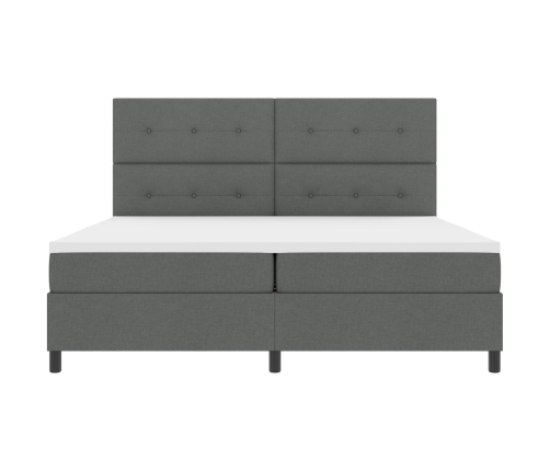 Cama con base y colchón gris oscuro 200x200 cm de tela