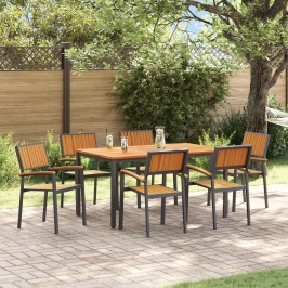 Juego de Comedor de Jardín 7 Piezas Negro Aluminio Resistente