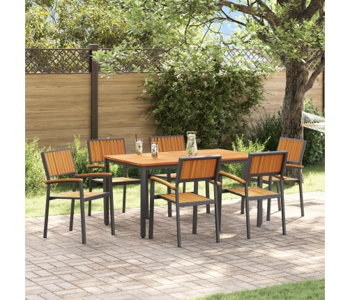 Juego de Comedor de Jardín 7 Piezas Negro Aluminio Resistente