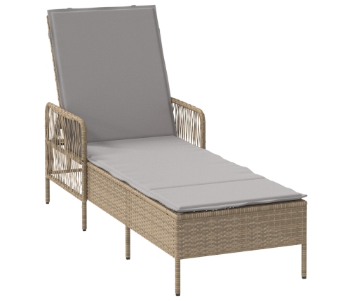 Tumbona Beige y gris claro Ratán PE 157 x 55 x 92 cm Plegable