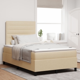 Cama con base de resortes  con colchón crema 120x200 cm Tela