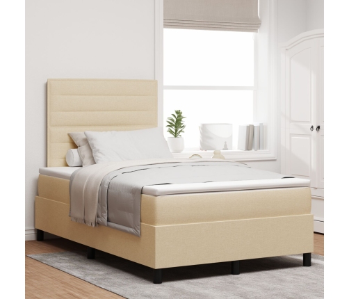 Cama con base de resortes  con colchón crema 120x200 cm Tela