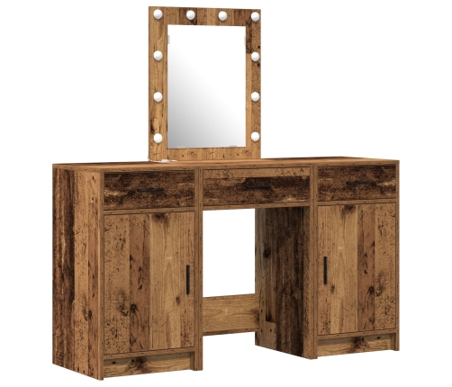 Set de tocador de 3 piezas  con LED de madera envejecida