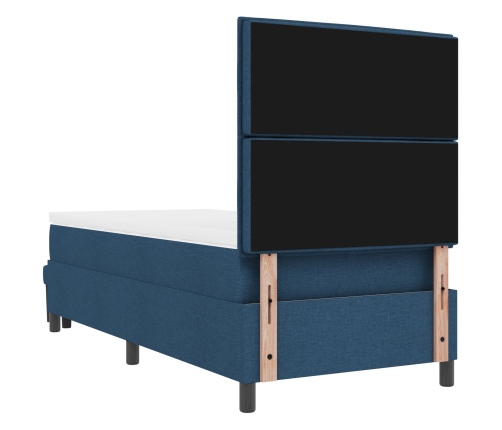Cama con Base con Colchón & Banco Azul Marino 100x200 cm Tela