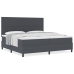 Cama con Base  con Colchón Gris Oscuro 200x200 cm Tela de Corduroy