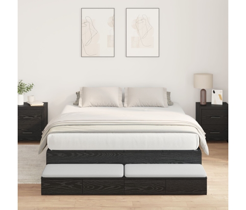 Estructura de cama de almacenamiento  Negro Madera elaborada