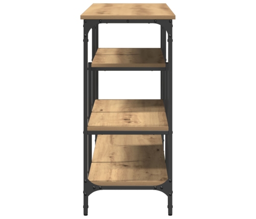 Mesa de Consola  Roble Artesanal 100x35x75 cm Madera Elaborada y Acero