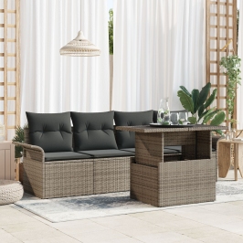 Conjunto de Sofá de Jardín  Conjunto de 4 Gris Ratán