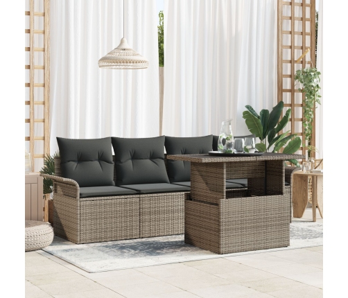 Conjunto de Sofá de Jardín  Conjunto de 4 Gris Ratán