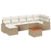 Conjunto de Sofás de Jardín  de 8 Piezas con Cojines Beige Poliratán Acacia