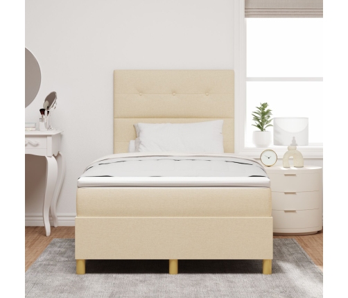 Cama con somier y colchón crema 120x200 cm tela